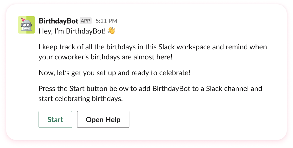 Slack Birthday Bot setup automated birthday and anniversary cards